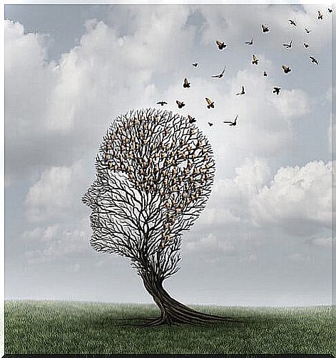 Head shaped tree depicting depression
