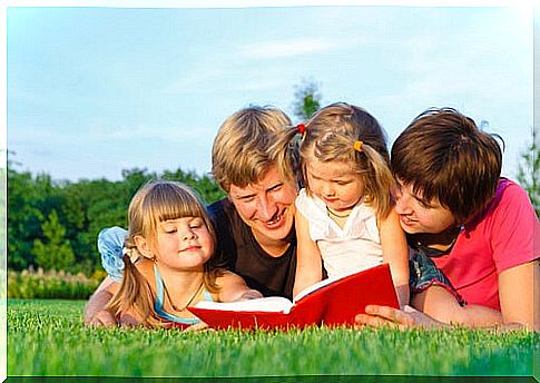 Parents reading with their children