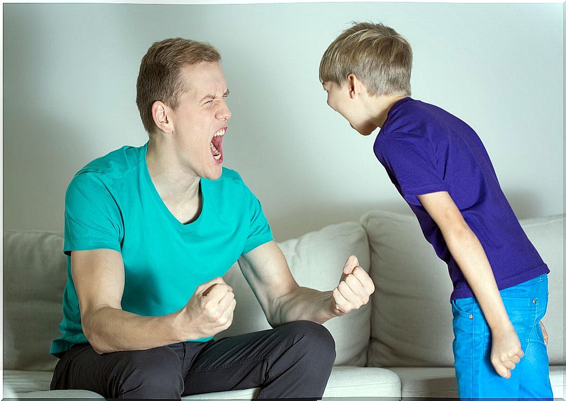 Father yelling at his son