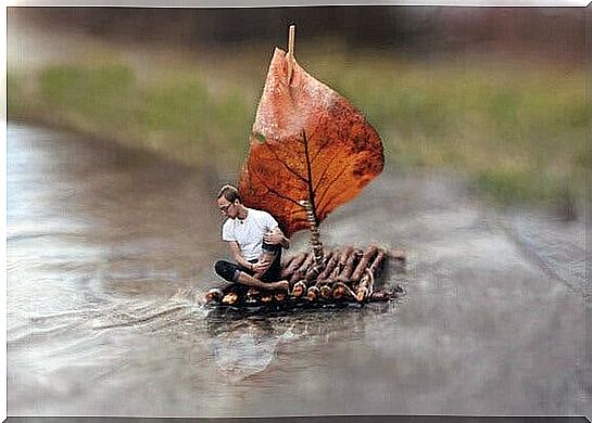 Man in a small boat